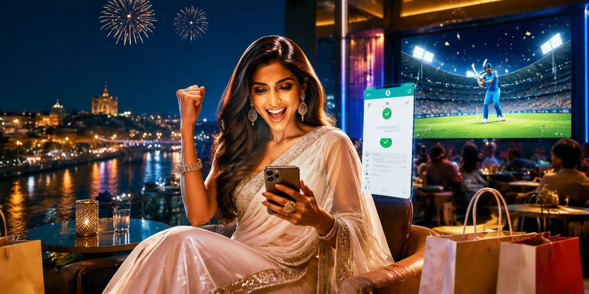 Excited cricket fans enjoying IPL night match and mobile sports betting on 2260